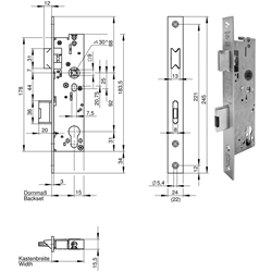 WILKA Anti-Panik-Einsteckschloss 6677PZ DIN links 24/40/92/9 Funktion B