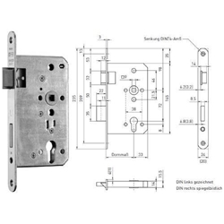 BMH Panik-Einsteckschloss 1013 PZW DIN rechts F24/65/72/9 RS Funktion E
