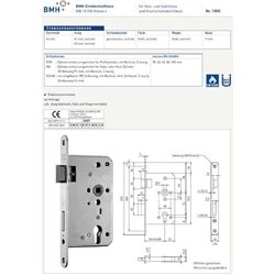 BMH FH-Einsteckschloss 1000 PZW 24/65/72/9 DIN links Feuerschutz Stahltürschloss