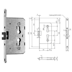 BMH Einsteckschloss 1839PZW 20/65/72/8 für Sickentüren DIN links/rechts