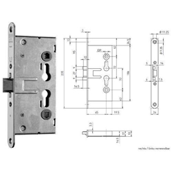 BMH Einsteckschloss 1739 Feuerschutztür links/rechts rund F24/65/72/9
