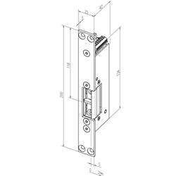 Effeff Fluchttüröffner 331U80F 24V DC DIN Links mit Flachschließblech 25x200mm