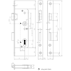 KFV Glastürschloss 521 1/2 PZ F20/30/72/8 Links kantig