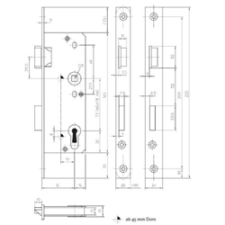 KFV Glastürschloss 521 1/2 PZ F20/30/72/8 Links kantig