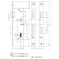 KFV Glastürschloss 521 1/2 PZ F20/45/72/8 Links kantig