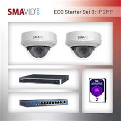 SMAVID ECO Starter-Set 3: IP 2MP Dome-Kamera